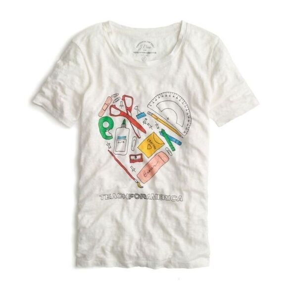 J. Crew teach for America 100% linen tee T-shirt XS - Picture 1 of 11